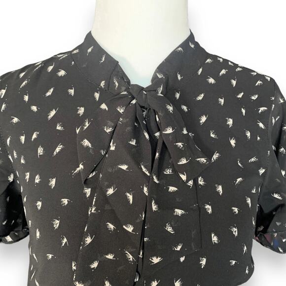 ModCloth Black Dandelion Maxi Dress Bow Detail Tie Neck Sheer Flutter Sleeve XS - Picture 6 of 15